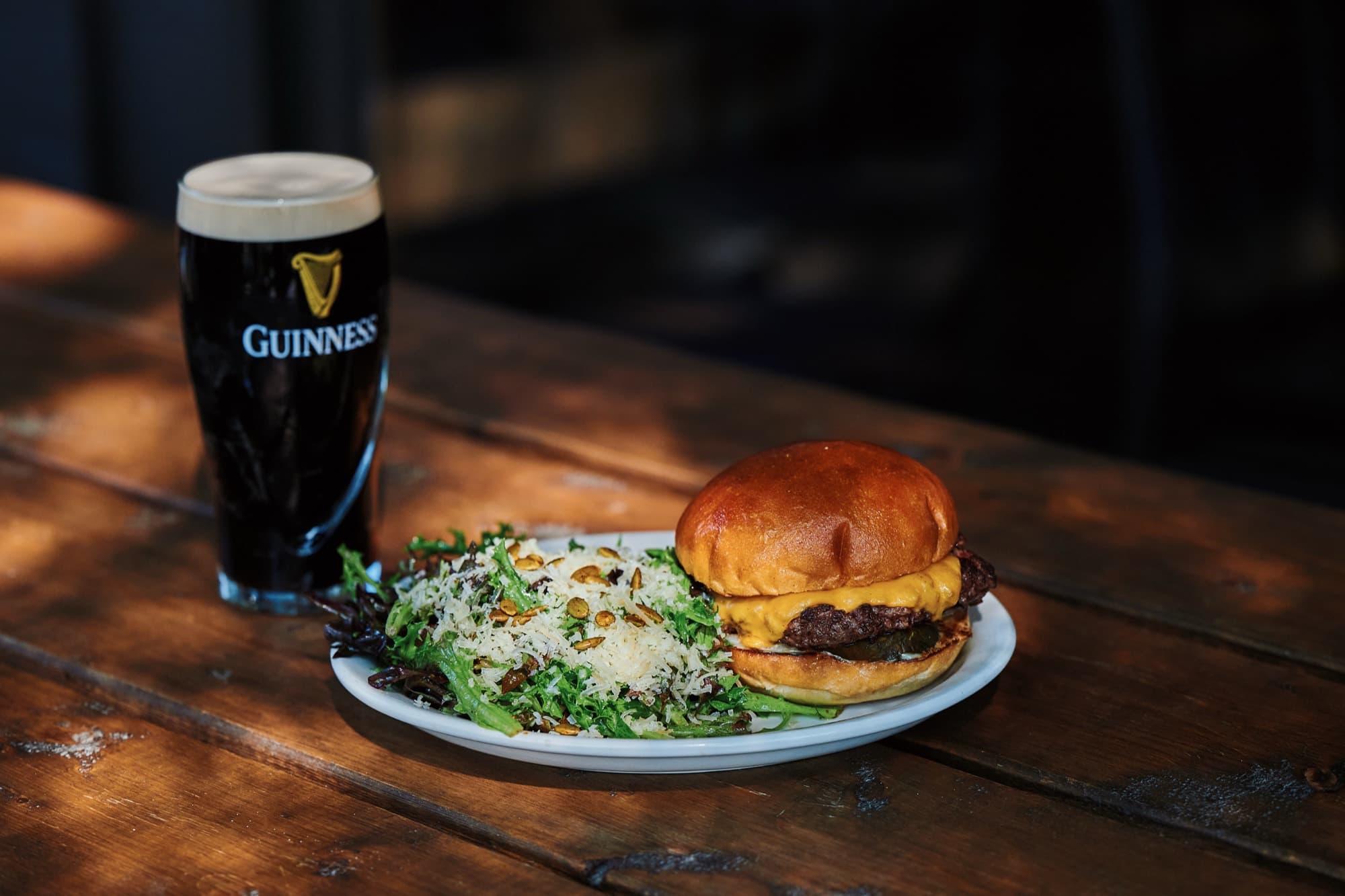 Cheeseburger and a pint